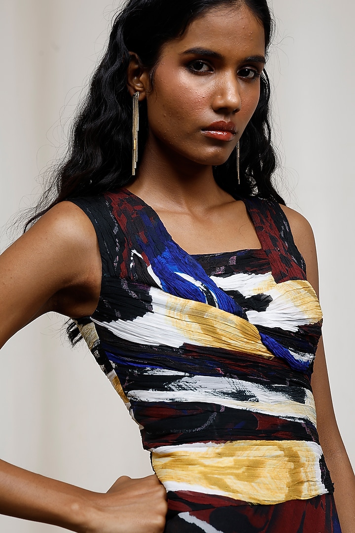 Black Crinkle Chiffon Maxi Vacation Dress by Advait at Pernia's Pop Up Shop