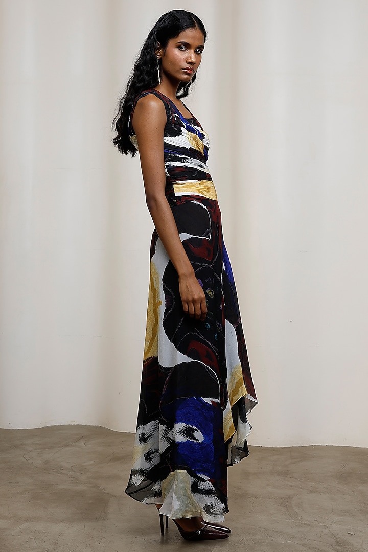 Black Crinkle Chiffon Maxi Vacation Dress by Advait at Pernia's Pop Up Shop