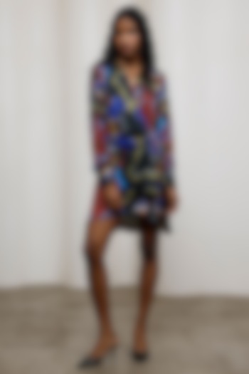Multi-Colored Georgette Satin Mini Summer Dress by Advait at Pernia's Pop Up Shop