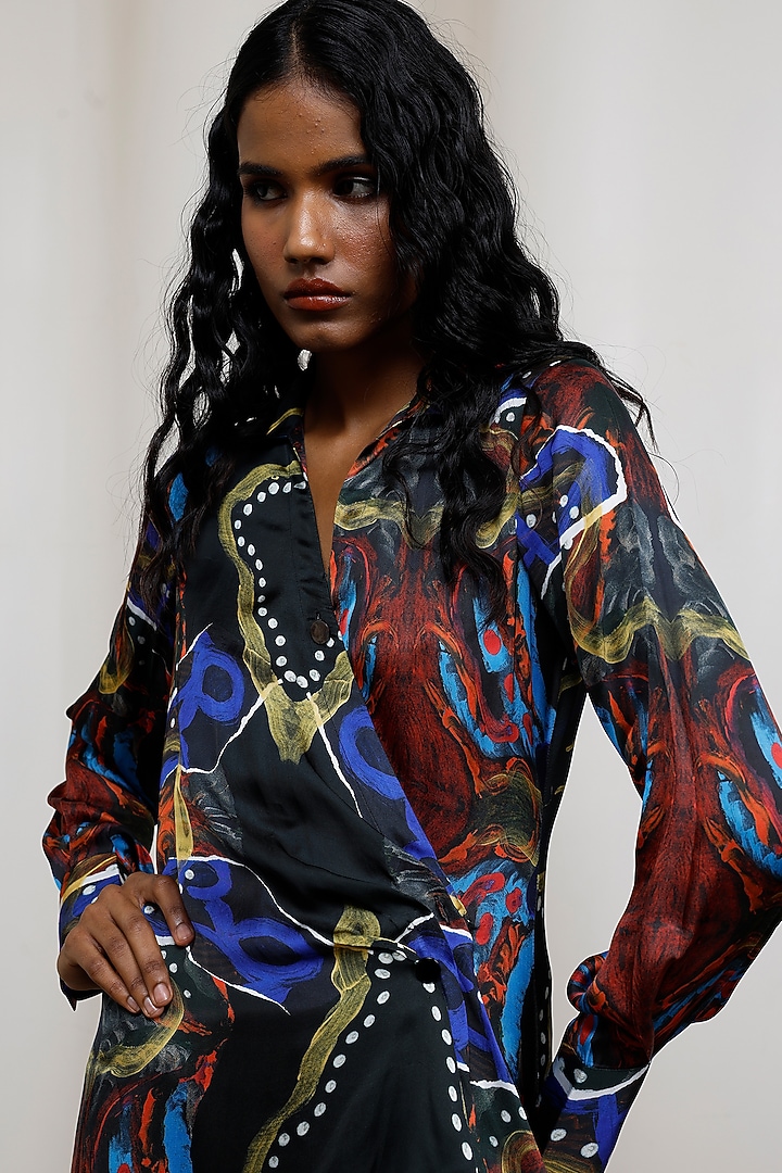 Multi-Colored Georgette Satin Mini Summer Dress by Advait at Pernia's Pop Up Shop