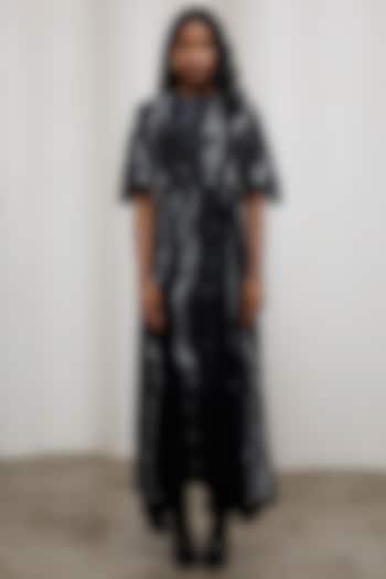 Black Chiffon Lurex Maxi Vacation Dress by Advait at Pernia's Pop Up Shop
