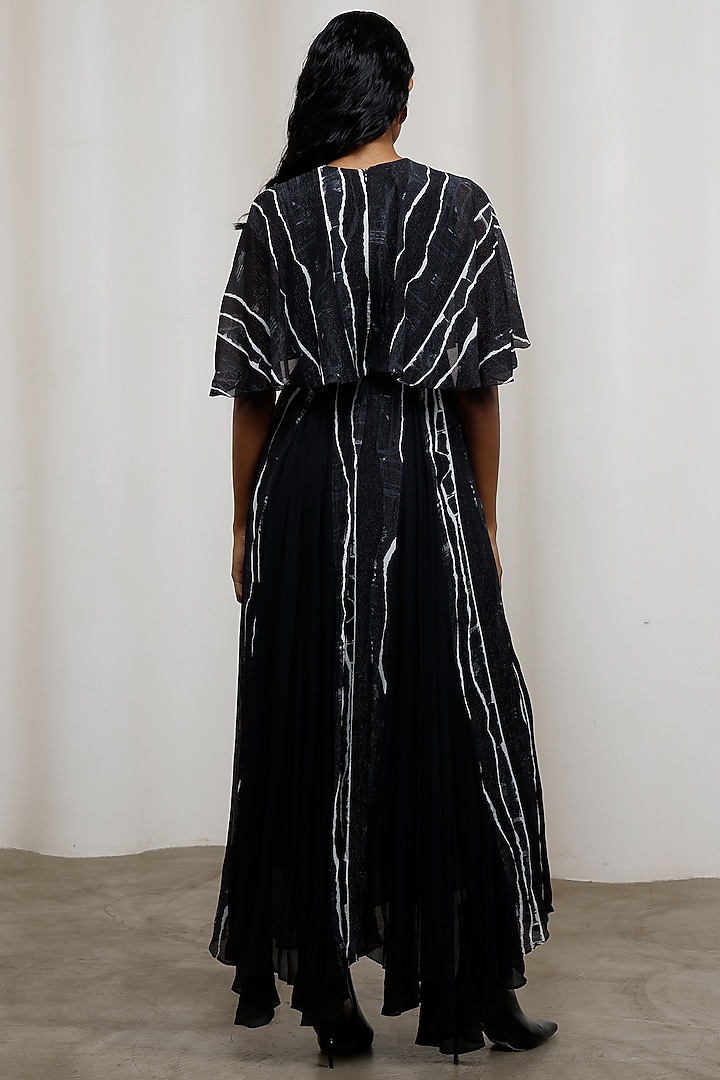 Black Chiffon Lurex Maxi Vacation Dress by Advait at Pernia's Pop Up Shop