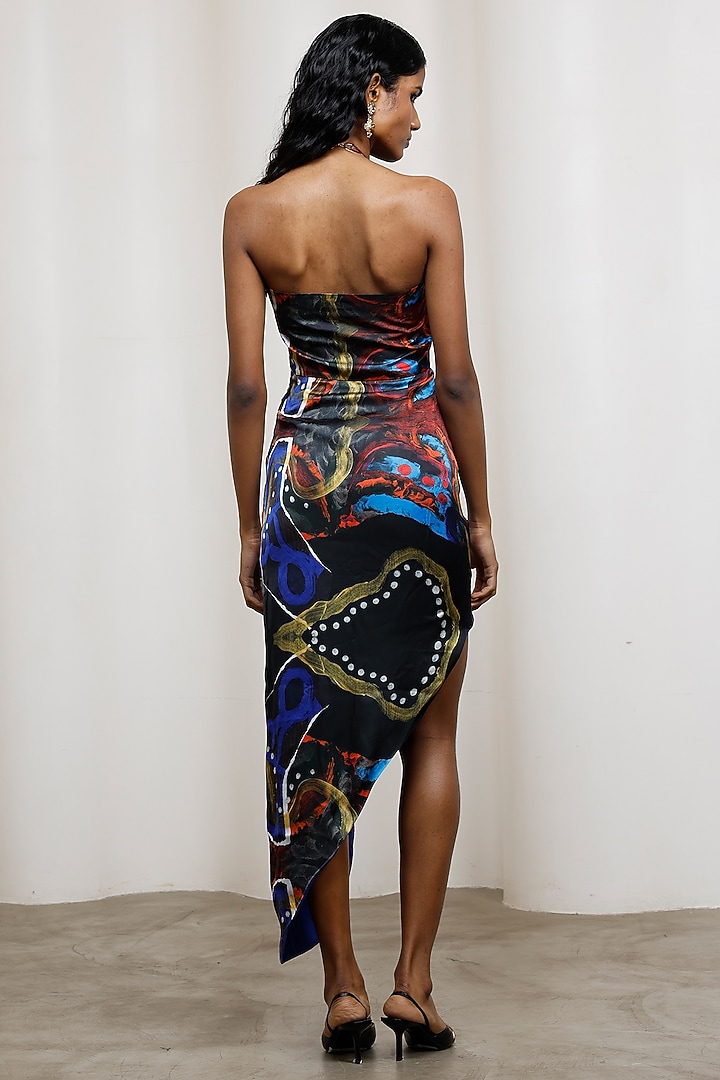 Black Georgette Satin High-Low Halter Vacation Dress by Advait at Pernia's Pop Up Shop