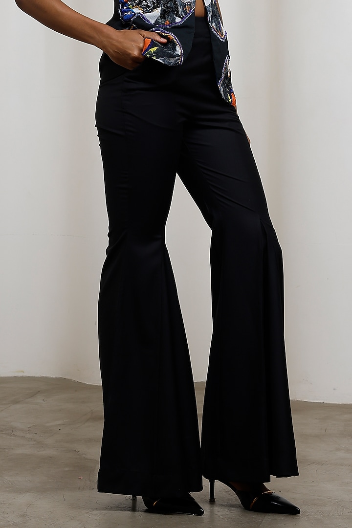 Black Poly Suiting Printed Co-Ord Set by Advait at Pernia's Pop Up Shop
