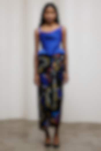 Black Georgette Satin Printed Skirt Set by Advait at Pernia's Pop Up Shop
