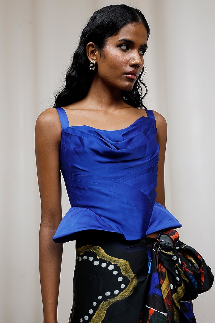 Black Georgette Satin Printed Skirt Set by Advait at Pernia's Pop Up Shop