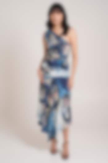 Multi-Colored Crepe Printed One-Shoulder Vacation Dress by Advait at Pernia's Pop Up Shop