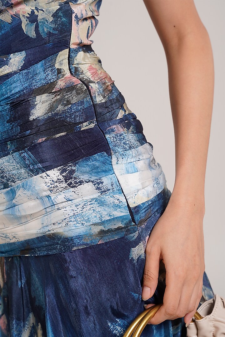 Multi-Colored Crepe Printed One-Shoulder Vacation Dress by Advait at Pernia's Pop Up Shop