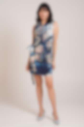 Multi-Colored Crepe Abstract Printed Mini Summer Dress by Advait at Pernia's Pop Up Shop