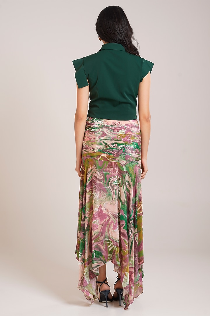 Multi-Colored Crepe Printed Midi Skirt Set by Advait at Pernia's Pop Up Shop