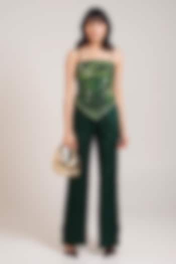 Black Cotton Satin High-Waisted Pant Set by Advait at Pernia's Pop Up Shop