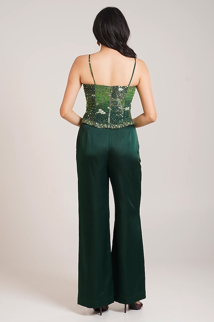 Black Cotton Satin High-Waisted Pant Set by Advait at Pernia's Pop Up Shop