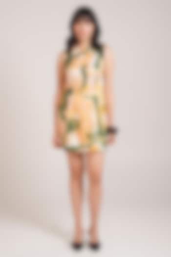 Multi-Colored Cotton Satin Printed Sleeveless Mini Summer Dress by Advait at Pernia's Pop Up Shop