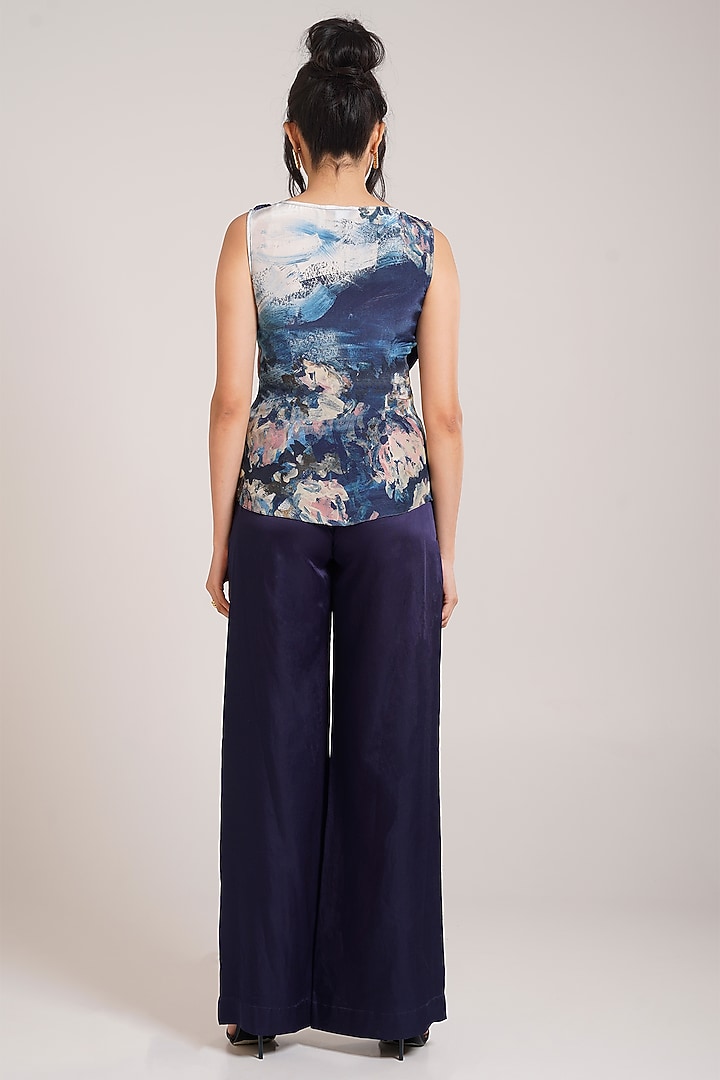 Black Cotton Satin Wide-Leg Pant Set by Advait at Pernia's Pop Up Shop