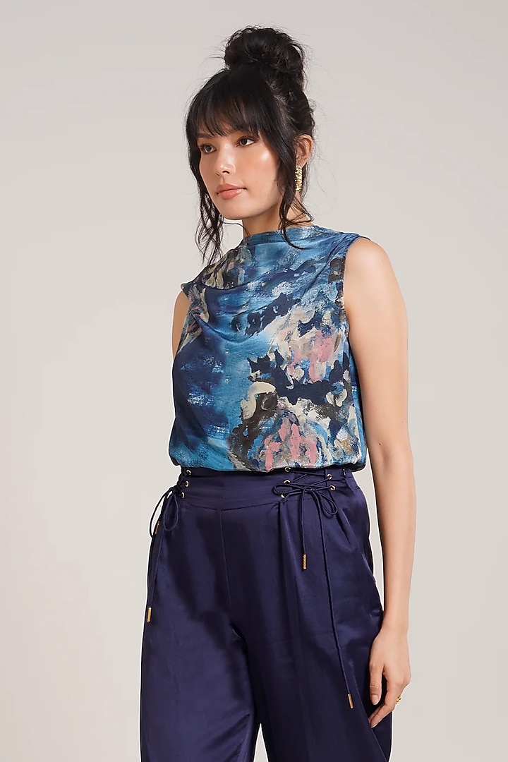 Black Cotton Satin Wide-Leg Pant Set by Advait at Pernia's Pop Up Shop