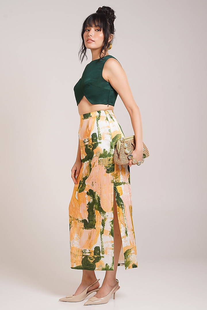 Multi-Colored Cotton Satin Printed Skirt Set by Advait at Pernia's Pop Up Shop