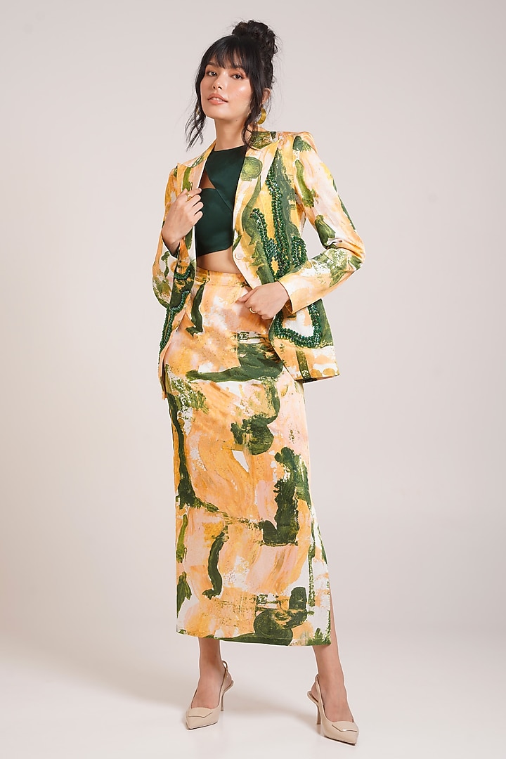 Multi-Colored Cotton Satin Printed Skirt Set by Advait at Pernia's Pop Up Shop