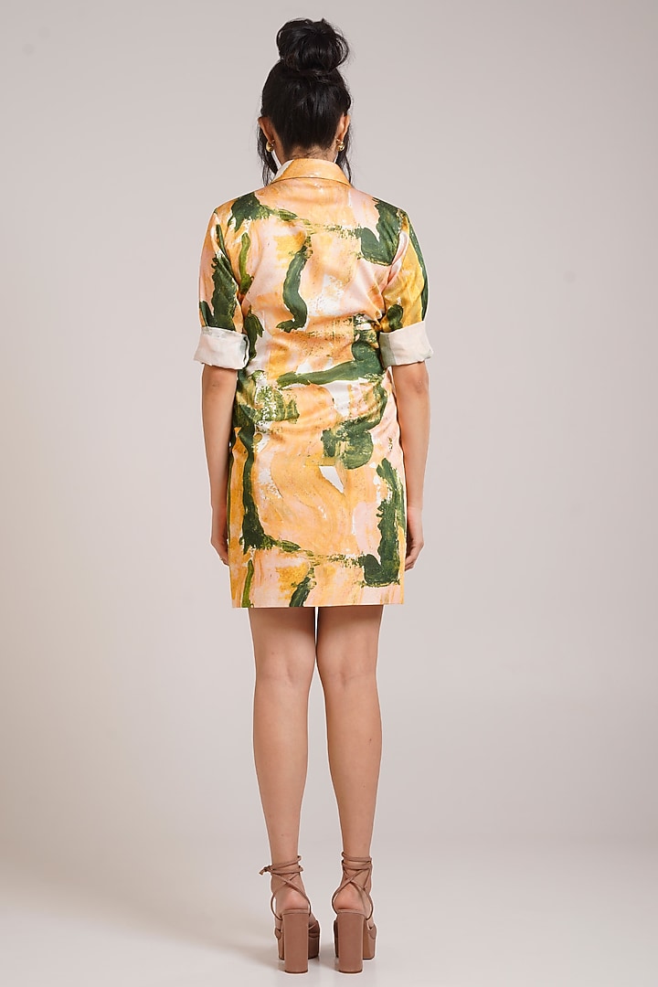 Multi-Colored Cotton Satin Hand Painted Blazer Summer Dress by Advait at Pernia's Pop Up Shop