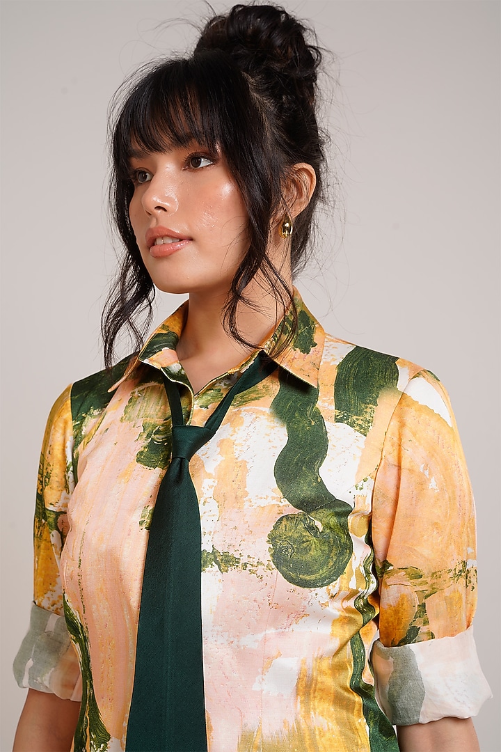 Multi-Colored Cotton Satin Hand Painted Blazer Summer Dress by Advait at Pernia's Pop Up Shop