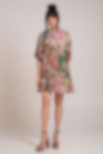 Multi-Colored Crepe Hand Painted Kimono Summer Dress by Advait at Pernia's Pop Up Shop