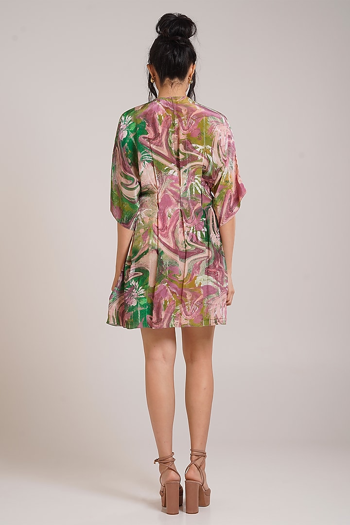 Multi-Colored Crepe Hand Painted Kimono Summer Dress by Advait at Pernia's Pop Up Shop