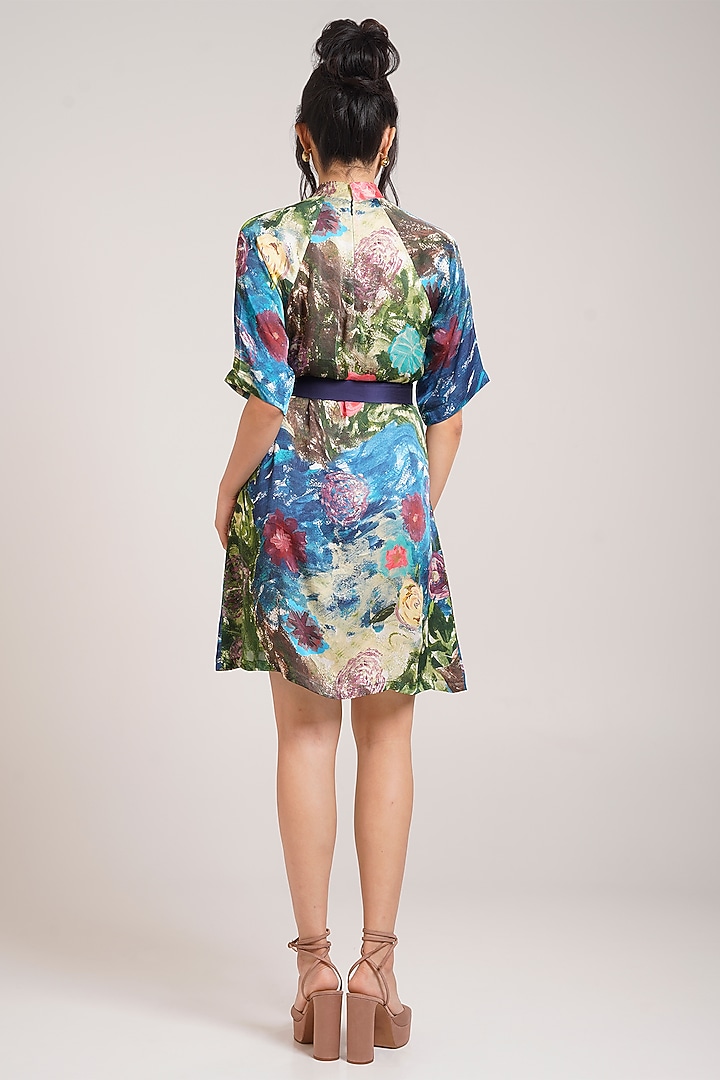 Multi-Colored Ecovero Twill Hand Painted A-Line Summer Dress by Advait at Pernia's Pop Up Shop