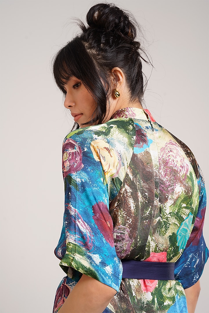Multi-Colored Ecovero Twill Hand Painted A-Line Summer Dress by Advait at Pernia's Pop Up Shop