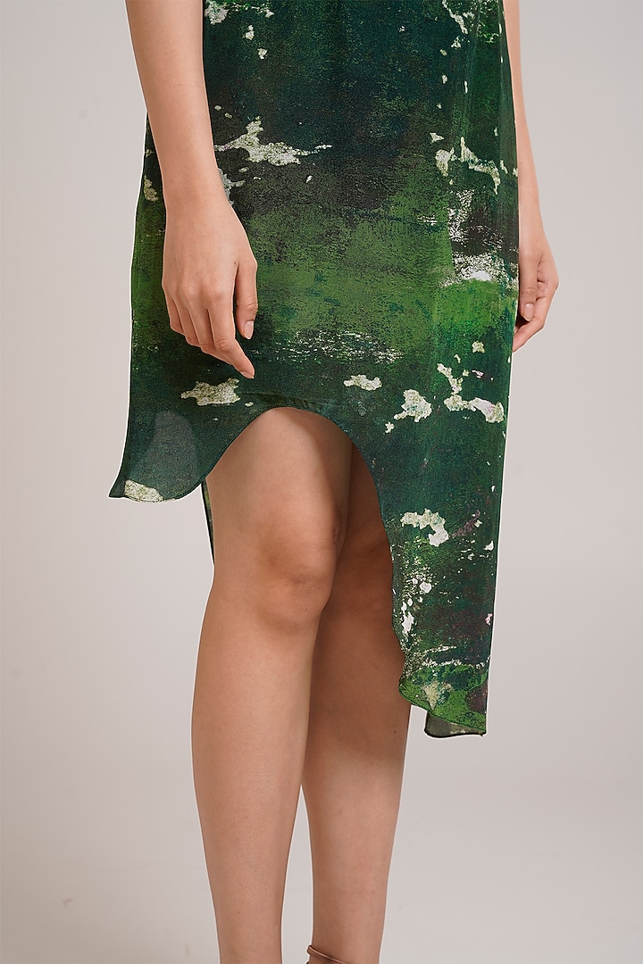 Green Ecovero Twill Printed Sleeveless Midi Summer Dress by Advait at Pernia's Pop Up Shop