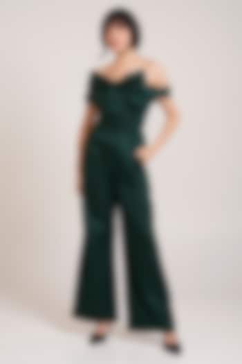 Green Rayon Twill Co-Ord Set by Advait at Pernia's Pop Up Shop