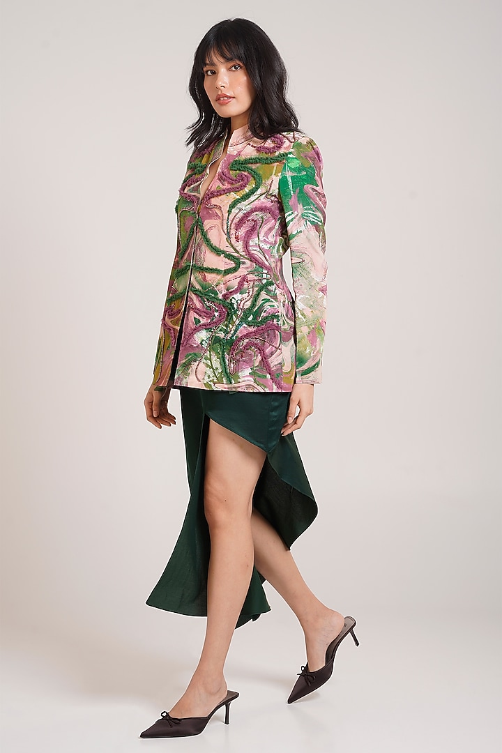 Multi-Colored Natural Crepe Printed Jacket Set by Advait at Pernia's Pop Up Shop