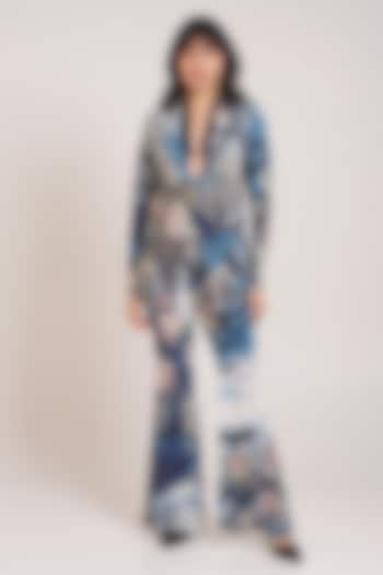 Multi-Colored Natural Crepe Printed Flared Pant Set by Advait at Pernia's Pop Up Shop