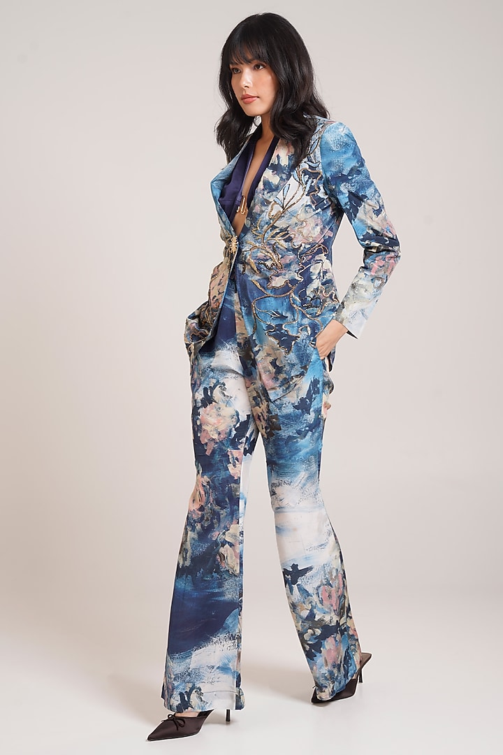 Multi-Colored Natural Crepe Printed Flared Pant Set by Advait at Pernia's Pop Up Shop