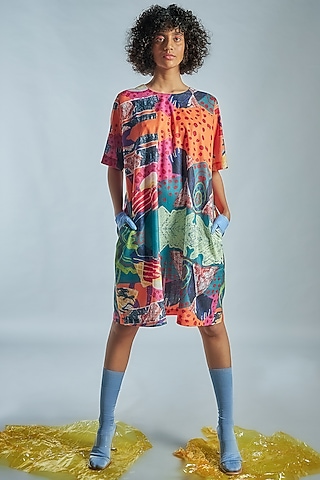 Orange Straight Cut Shift Dress by Advait