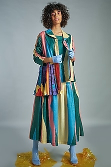 Multi Colored Drop Waist Maxi Dress by Advait-COLOR BLOCKING