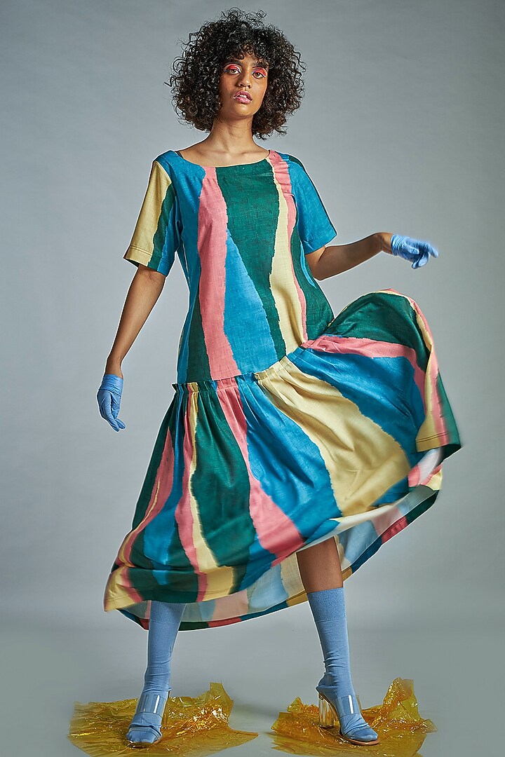 Multi Colored Drop Waist Maxi Summer Dress by Advait at Pernia's Pop Up Shop