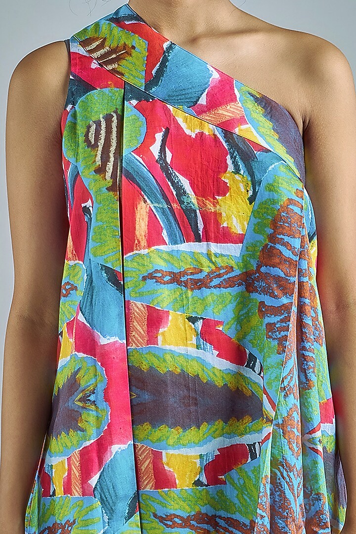 Pink Box Pleated One Shoulder Summer Dress by Advait at Pernia's Pop Up Shop