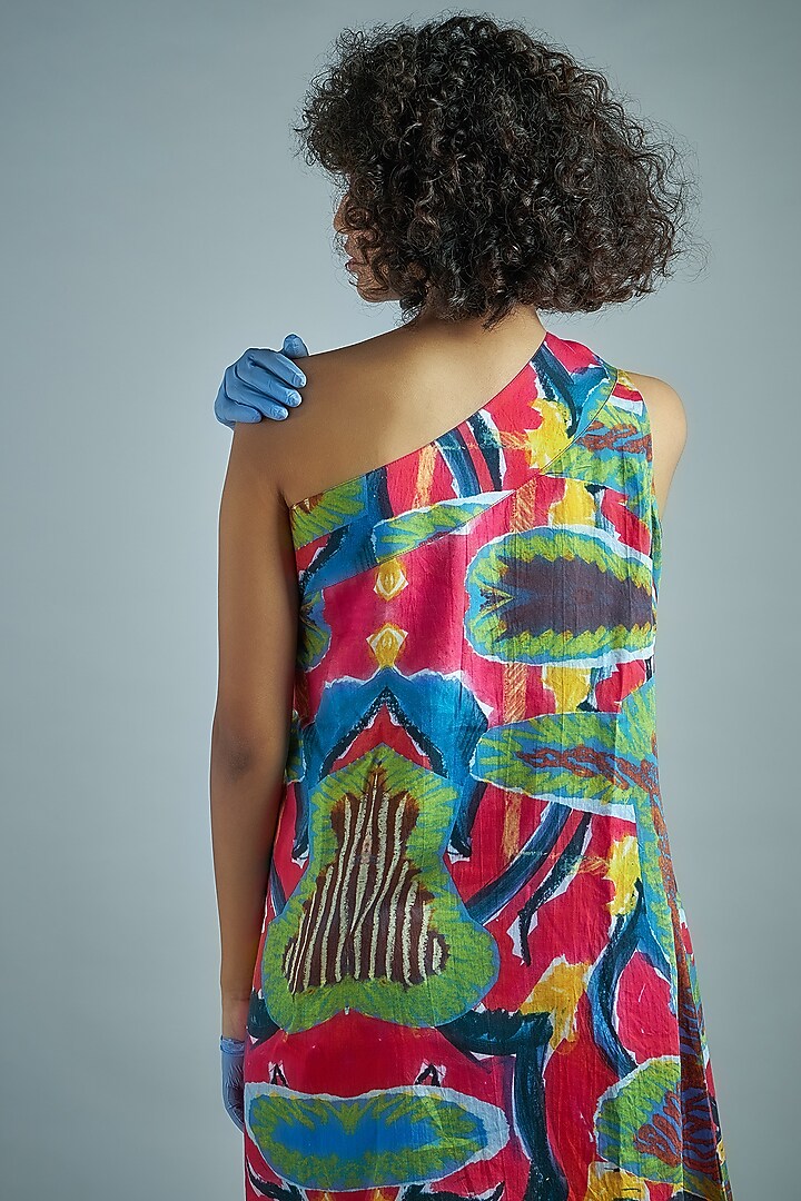 Pink Box Pleated One Shoulder Summer Dress by Advait at Pernia's Pop Up Shop