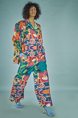 Orange Straight Cut Jumpsuit by Advait