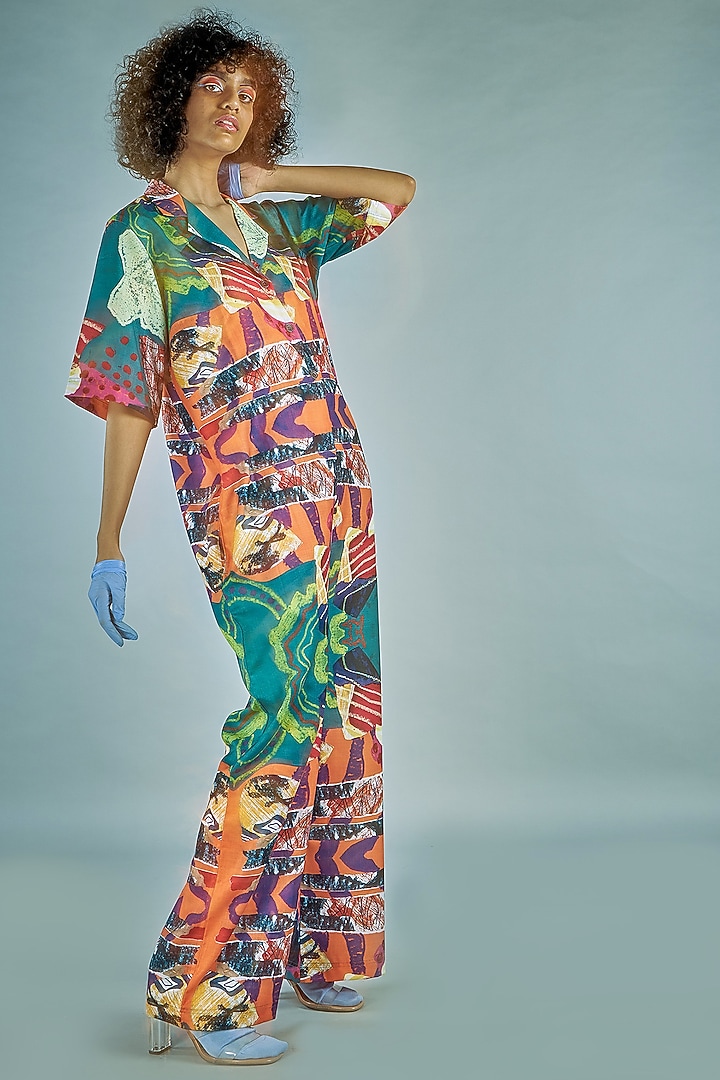 Orange Straight Cut Jumpsuit by Advait at Pernia's Pop Up Shop