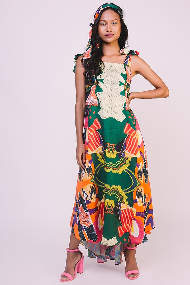 Multi Colored Digital Printed Maxi Dress by Advait