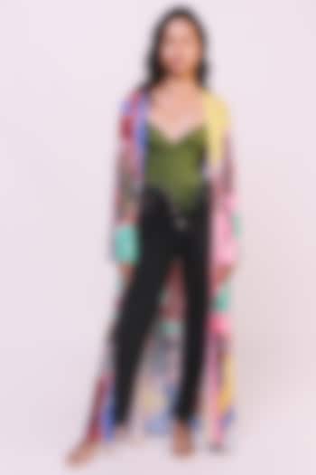 Multi Colored Digital Printed Ankle Length Jacket by Advait