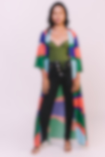 Multi Colored Digital Printed Jacket With Side Pockets by Advait