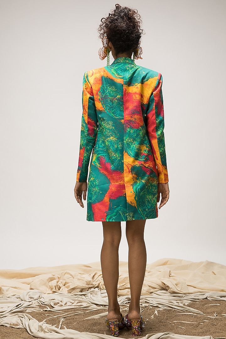 Multi-Colored Bemberg Pashmina Twill Blazer Vacation Dress by Advait at Pernia's Pop Up Shop