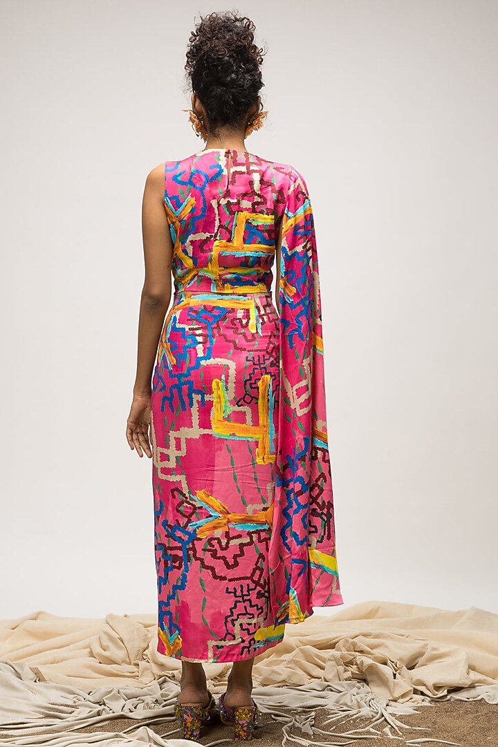 Multi-Colored Slub Satin Knotted Asymmetric Skirt Set by Advait at Pernia's Pop Up Shop