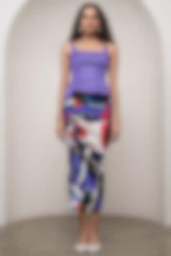 Multi-Colored Bamberg Satin Asymmetric Ruched Skirt Set by Advait at Pernia's Pop Up Shop