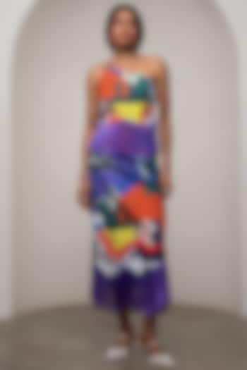 Multi-Colored Poplin Printed A-Line Midi Skirt Set by Advait at Pernia's Pop Up Shop