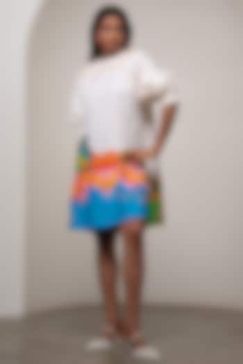 White Poplin Printed A-Line Midi Summer Dress by Advait at Pernia's Pop Up Shop