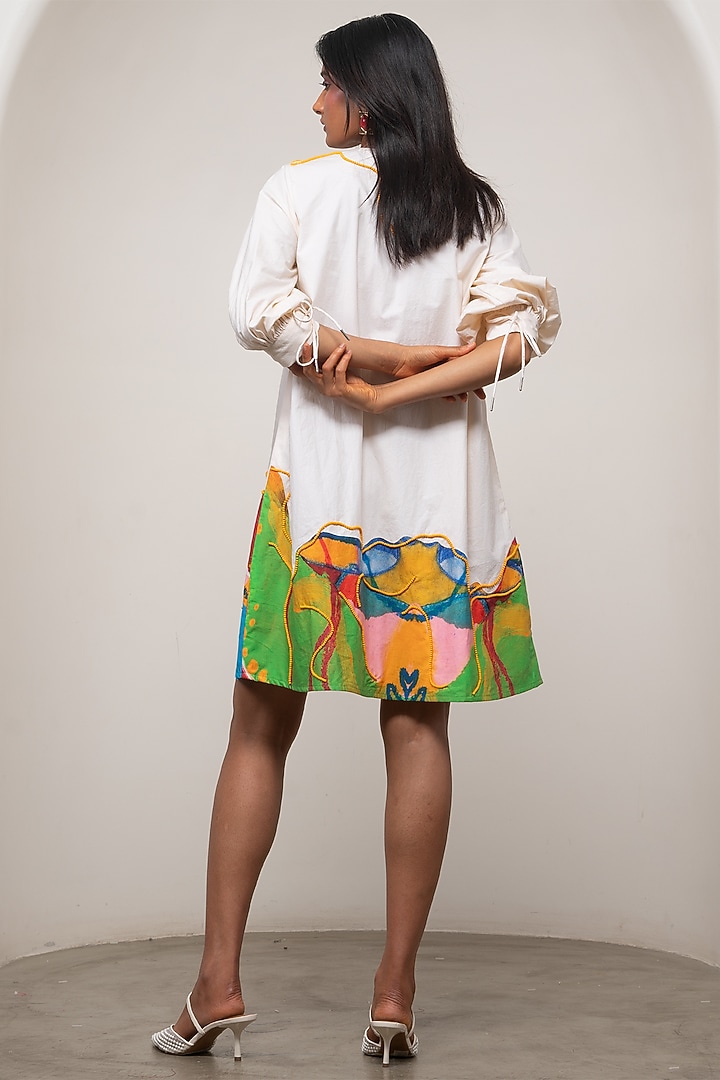 White Poplin Printed A-Line Midi Summer Dress by Advait at Pernia's Pop Up Shop