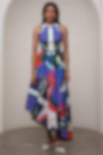 Purple Poplin Printed Maxi Tie-Up Summer Dress by Advait at Pernia's Pop Up Shop