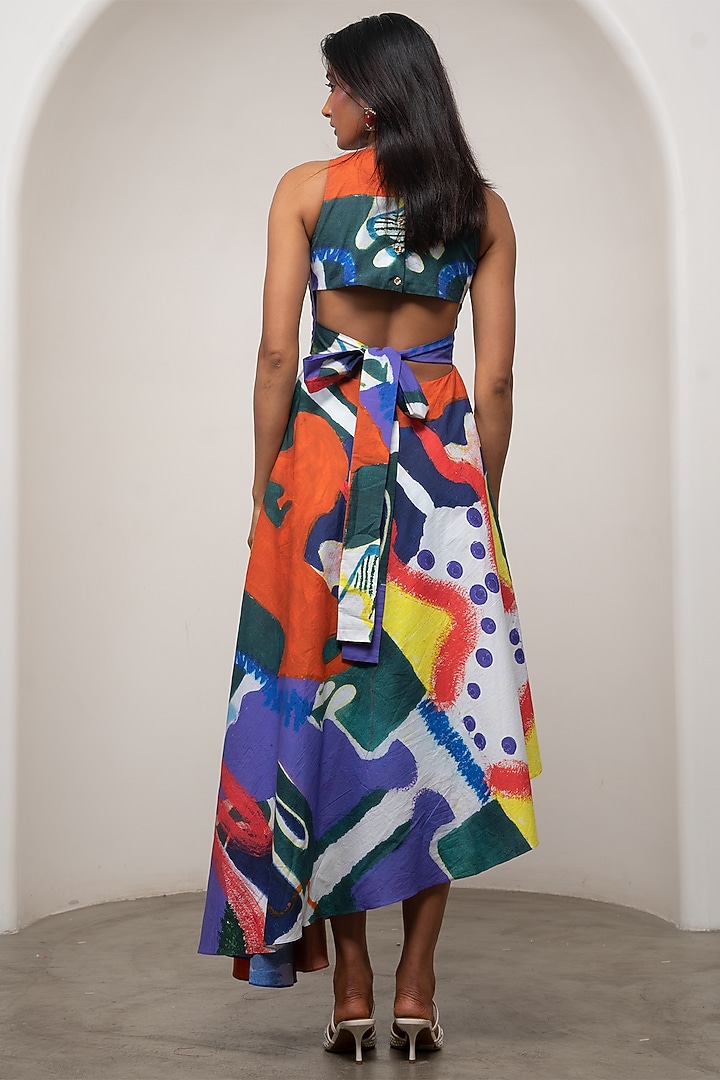 Purple Poplin Printed Maxi Tie-Up Summer Dress by Advait at Pernia's Pop Up Shop